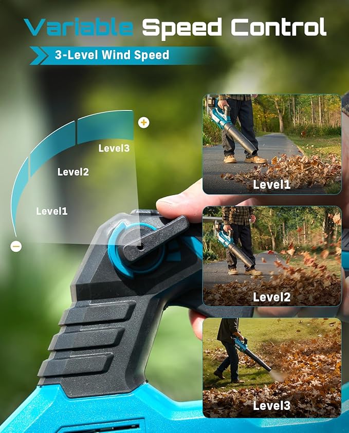 SEESII 40V Leaf Blower Cordless, 650CFM Brushless Motor Battery Powered Leaf Blower with 2 x 5.2Ah Batteries & 2 Chargers, Turbo Mode & 3 Speeds Control Electric Blower for Lawn Care/Light Snow/Debris