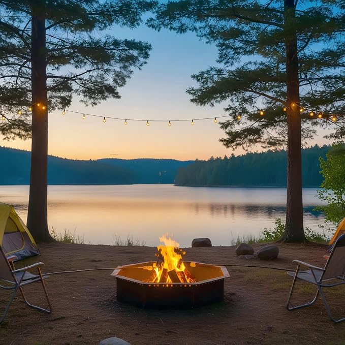 Heavy Duty Smokeless Fire Ring – 40 inch Outer/36 inch Inner Large Detachable & Portable Corten Steel Fire Pit Ring for Outdoor Camping & Bonfires – DECOROCA