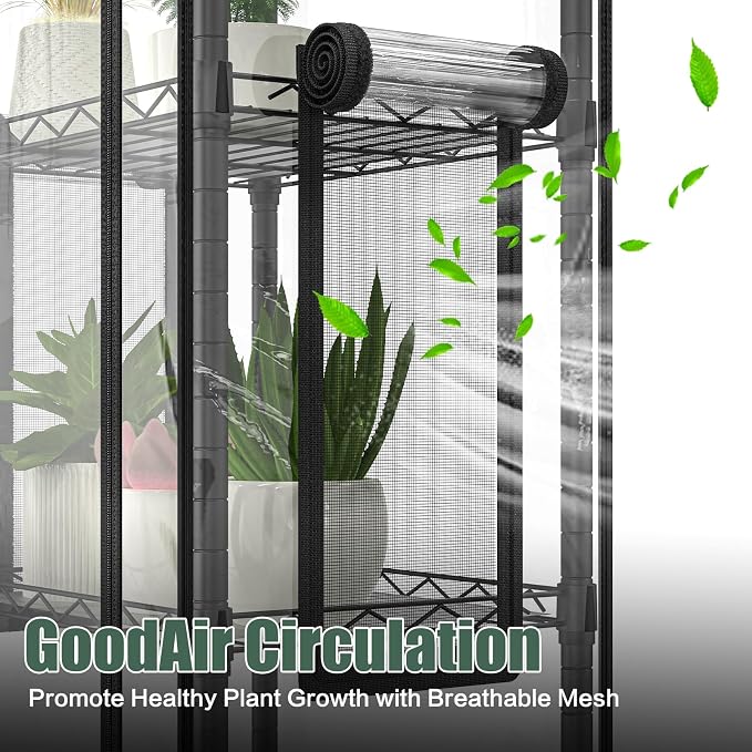 5-Tier Greenhouse for Indoor Outdoor , 15.7" L×11.8" W×62.3" H | Portable Greenhouse with Wheels，Clear PVC Cover and Metal Shelf，for Growing Flowers and Seedlings