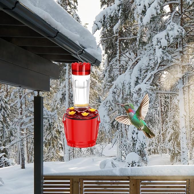 Hummingbird Feeder Heater Outdoors, Bird Feeder Hearth Warmer Attaches to Feeder Bottom, Hummingbird Nectar Warmer for Garden Patio Yard in Freezing Weather (Red)