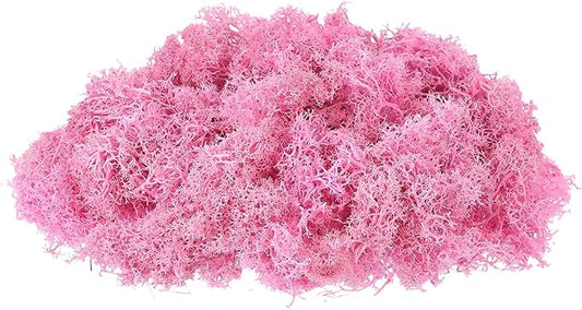 uxcell Preserved Reindeer Moss, 17.6oz Fake Moss for Crafts Artificial Dried Moss for Decoration Terrariums Potted Plants, Rose Pink