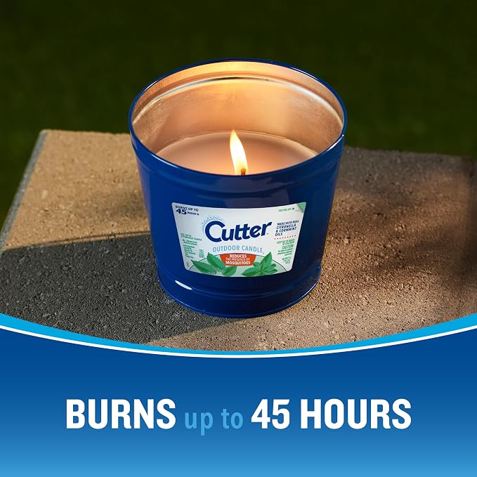 Cutter Candle, 17 Ounces, Outdoor Candle Made with Real Citronella Oil and Cornmint Oil Reduces The Presence of Mosquitoes with A Light, Fragrant Citronella and Mint Scent, 6 Pack