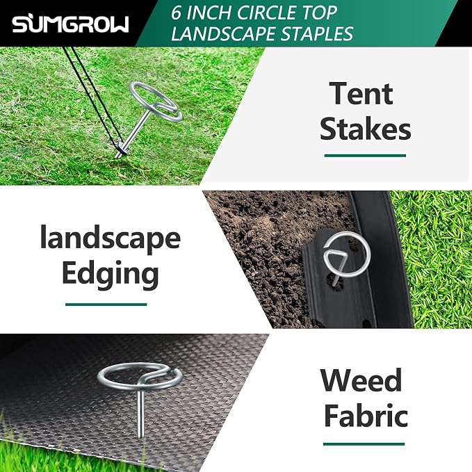 120 Pack 6-inch, Landscape Staples, Fabric Pins, Weed Barrier Stakes, Circle Top Galvanized Steel Spikes for Securing Outdoor Tent, Ground Sheets, Fleece, Edging, Lawn Turf, Decorations