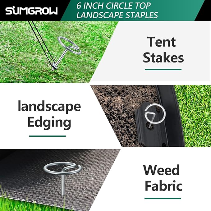 240 Pack 6-inch, Landscape Staples, Fabric Pins, Weed Barrier Stakes, Circle Top Galvanized Steel Spikes for Securing Outdoor Tent, Ground Sheets, Fleece, Edging, Lawn Turf, Decorations