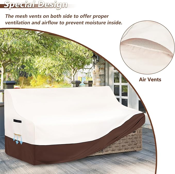 Outdoor Couch Cover,Heavy-Duty Waterproof Outdoor Sofa Cover,All-Weather Patio Furniture Covers for Loveseats & Benches (Beige,Fits 76" W x 32.5" D x 33" H)
