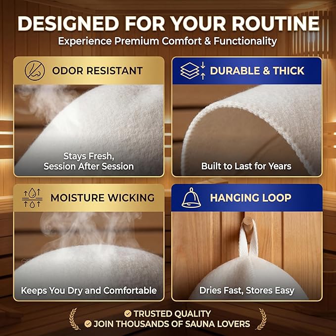 Premium Ultra Soft Sauna Hat for Women and Men (2 Pack) — 100% Merino Wool — Ultra Soft, Breathable, Itch-Free and Odor Resistant Sauna Cap — Ideal Banya Hat White