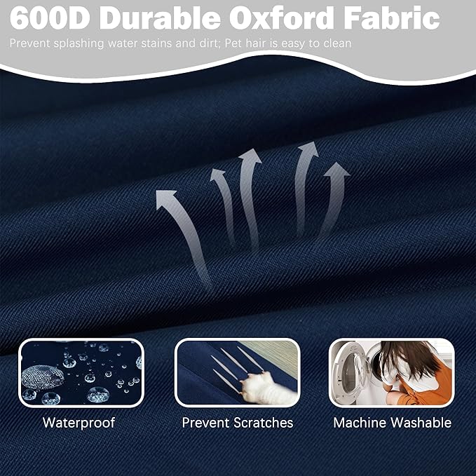 Sqodok Patio Cushion Covers Replacement, Deep Seat Patio Cushions Cover Set of 4, Waterproof Seat and Back Cushions Cover for Outdoor Furniture Chair, Sofa, Couch(Dark Blue,28"x28"x6"+28"x17"x6")