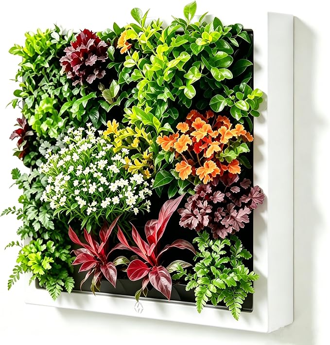 Wall-Mounted Planters Indoor, Living Wall Planter with 4 Pots - Vertical Planter Wall & Hanging Planter for Home, Office, Balcony or Shop No Assembly Required (White)