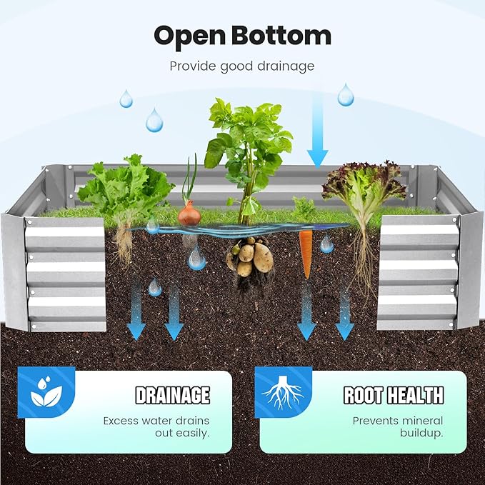 Quictent Raised Garden Bed Galvanized Raised Beds for Gardening Vegetables with Cover 8x4x2 ft Metal Planter Box Outdoor Use, Green