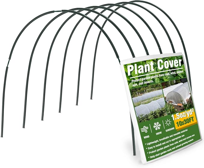 Gardzen Garden Hoops and 10ftx30ft Plant Covers for Winter Freeze Protection, 1.5oz Floating Row Covers, Frost Blankets for Outdoor Plants