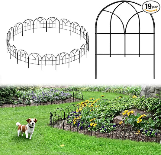 19 Pack Decorative Garden Fence, 16.5 in H x 20 ft L Rustproof Metal No Dig Animal Barrier, Arched Garden Border Fence for Dogs Rabbits, Flower Bed, Yard Patio Outdoor Decor