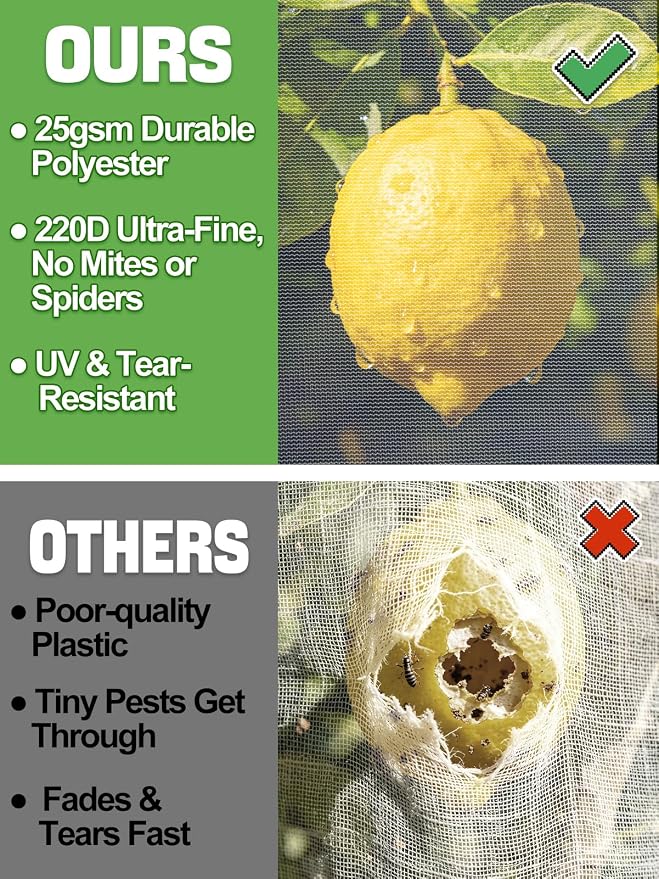 6pcs 3.3ft x 5ft Insect Bird Netting for Garden - Ultra-Fine Blueberry Bush Netting Cover with Drawstring for Garden Protection Flower Tomato, Plant Protectors from Animals