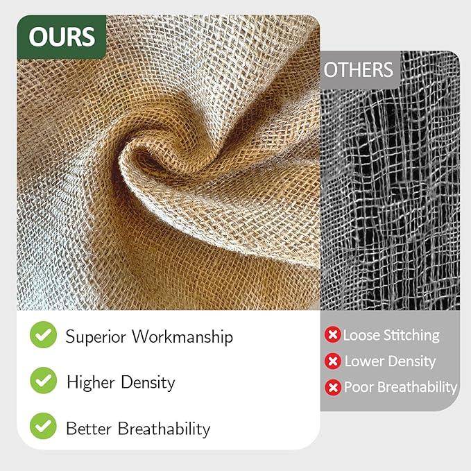 60" x 50 feet Burlap Fabric Roll – Multipurpose Burlap Tree Wrap, Natural Jute Garden Fabric for Outdoor Plant Cover, Weed Barrier Cloth, Landscaping, DIY Crafts, Gardening & Rustic Party Decor