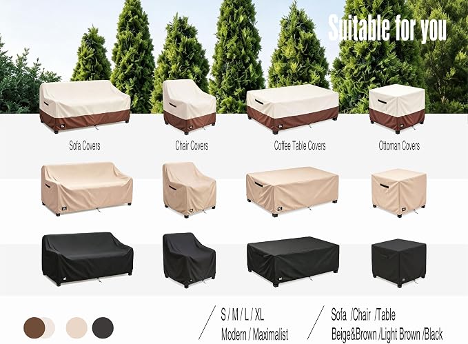 Patio Coffee Table Cover,48Wx28Dx16H Inches 100% Waterproof Heavy Duty Outdoor Rectangular Side Table Cover,Black Minimalism Style Outdoor Furniture Covers