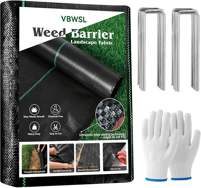 Weed Fabric Barrier Heavy Duty, 5FTx100FT 3.2oz Garden Weed Blocker Fabric, Landscaping Fabric, Weed Control Fabric Ground Cover Gardening Mat