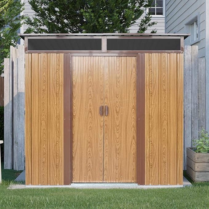 KEIKI 6x5 FT Outdoor Metal Storage Shed with Sloped Roof,Window,Transparent Plate and Sliding Door for Garden Yard Lawn