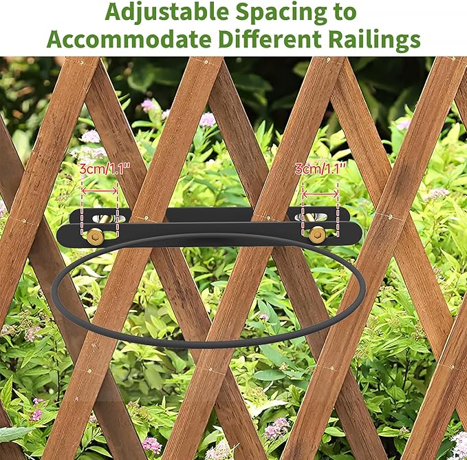 Hanging Flower Pots Holder-Deck Railing Plant Container Holder for Round Pot Planters (8") Hanging Bucket Flower Pot Holder for Patio Balcony Outdoor Plants 4 Pack