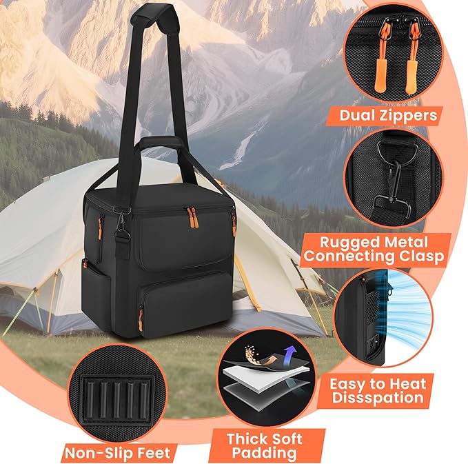 Carrying Case Compatible with BLUETTI AC180, Power Station Travel Bag Padded for AC180 with Multi-pockets, Protective Cover Storage Bag with Shoulder Strap & Handle Compatible with BLUETTI AC180