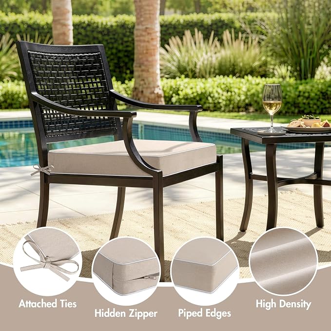 MIULEE Beige Outdoor Bench Cushion Set of 1, 48x18x3 Inch Waterproof Patio Seat Cushions for Swing and Outdoor Furniture Couch Sofa, 3 Year Color Fastness High Density Foam with Adjustable Ties
