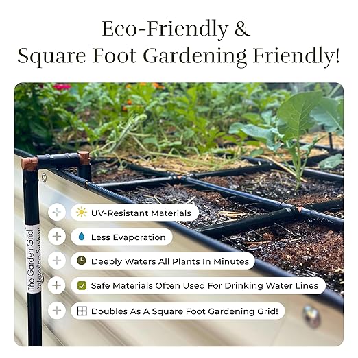 Garden Grid Watering System, 2x4 | Drip Irrigation System for Garden Beds - But Better | Pre-Assembled, Waters Every Plant, 1-Minute Setup, Lasts 5-10x Longer Than Drip | USA-Made Quality | 22.5"x44"