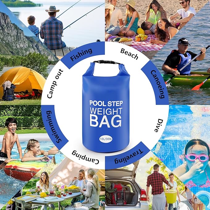 2 Pack 30lb Universal Pool Ladder Weights, No Breaken Pool Step Weights for Above Ground Pools, 500D PVC Waterproof Pool Stair Weights Pool Sand Bags for Above Ground Swimming Pools Stair (Blue)
