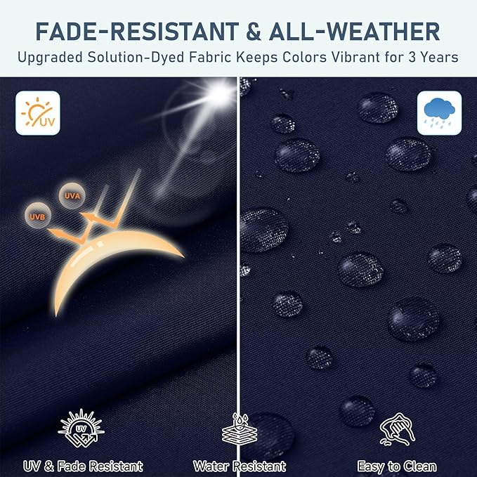 downluxe Outdoor Bench Cushion for Patio Furniture, Water Resistant Tufted Overstuffed Porch Swing Cushions, Thick Outdoor Loveseat Cushions, 48" X 18" X 5", Navy, Set of 1