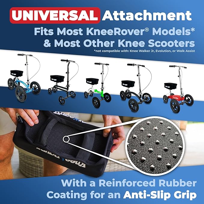 KneeRover Memory Pad Knee Scooter Pad Cover Cushion - Knee Rover Pad Accessory Features Removable Cover and Comfortable Memory Foam Cushion Insert - Knee Walker Pad Fits Most Models