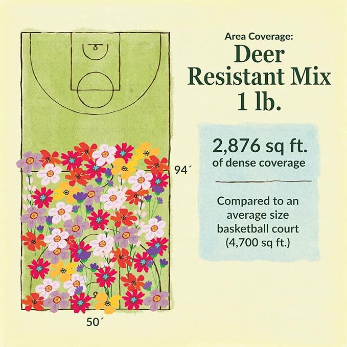 Ferry-Morse Wildflower Seed Mix & Vitamin Solution - Deer Resistant, Non-GMO - 1 lb, 4 oz - GMO Free