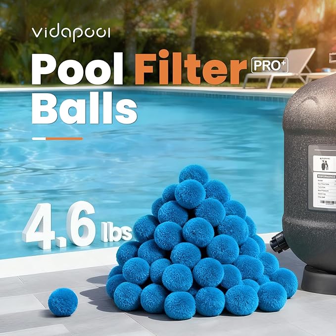 4.6 lbs Pool Filter Balls for Sand Filters, Reusable Blue Filter Media Balls for All Sand Filter Systems, Efficient & Lightweight Pool Sand Filter Balls, Replaces 150 lbs Pool Filter Sand