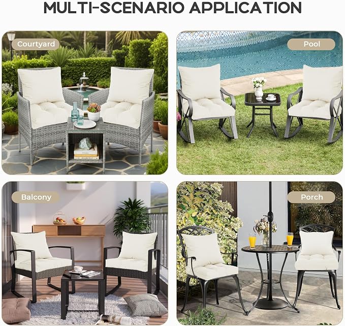 22x22 Waterproof Outdoor Chair Cushions Set of 2, Patio Cushions for Outdoor Furniture Water-Resistant & Fade-Resistant, Deep Seat & Back Cushion for Wicker Sofa (Cream)