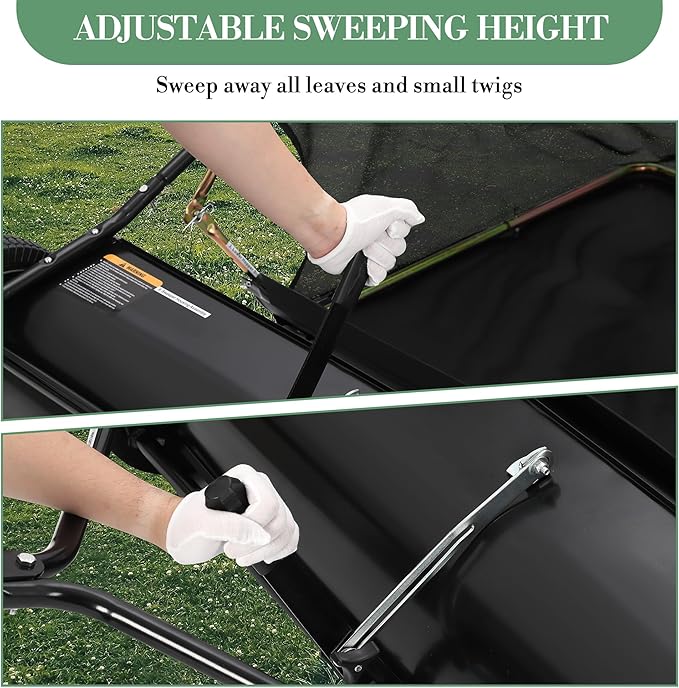 Tow Behind Lawn Sweeper 48 in, Large Capacity Heavy Duty Leaf & Grass Collector with Adjustable Sweeping Height, Dumping Rope Design for Picking Up Debris and Grass