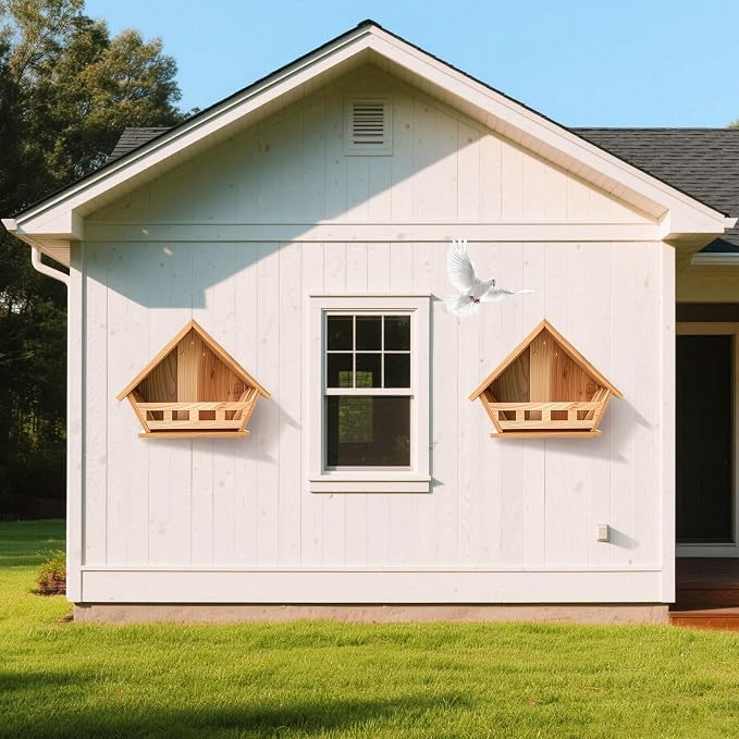 SWANGSA 2 Pack Cedar Mourning Dove Nesting Box, Wooden Birdhouses for Outdoor Doves and Other Small Birds