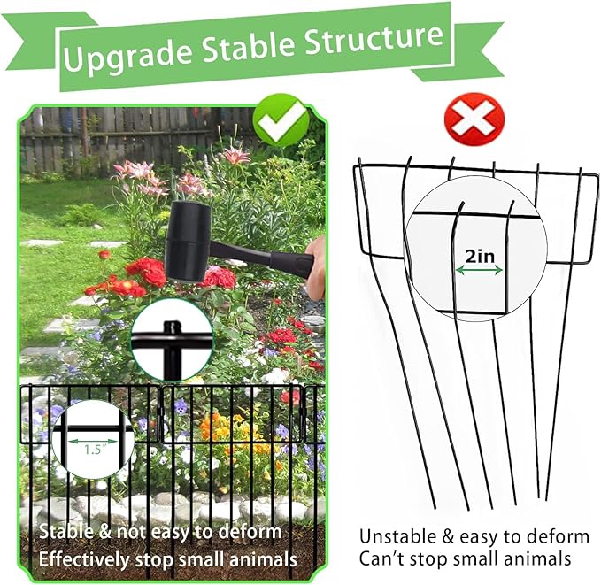 Thrivinest Animal Barrier Fence, 20 Pack No Dig Decorative Fences, 17in(H) x20ft(L) Rustproof Metal Wire Small Garden Fence Border for Dogs Rabbits