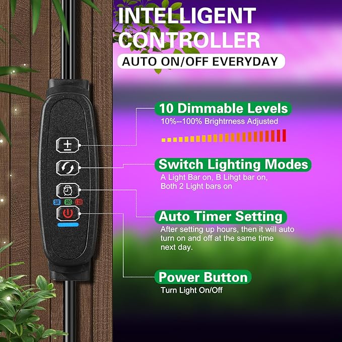 Grow Lights for Indoor Plants，120 LEDs Waterproof led Grow Lights Full Spectrum,USB Plug-in Dimmable Auto On/Off with 3 Timers Plant Light, for Indoor Plants Seeding Veg Flower Growing Lamp(6.56ft)