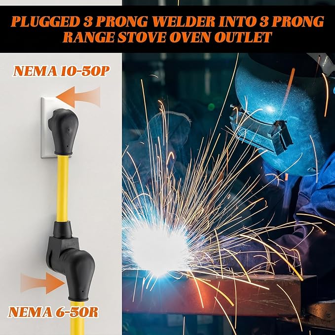 Kanayu 10-50P to 6-50R 50amp Welder Adapter Cord Compatible with NEMA, 3 Prong Range Stove Oven to Welder Plasma Cutter Adapter with Ergonomic Handle Heavy Duty STW 8 AWG*3C, 1ft, ETL Listed
