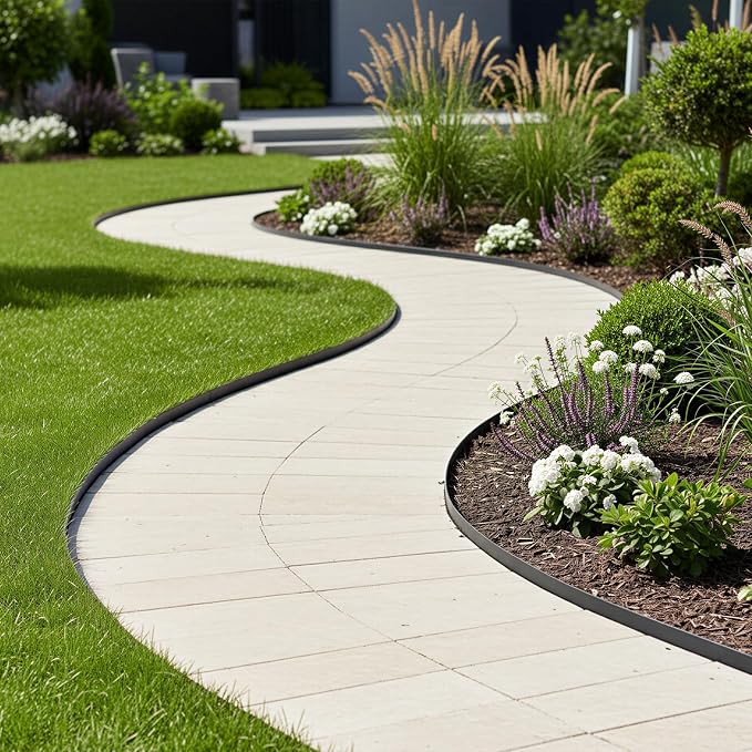 CEWOR Garden Edging Border, 110FT 2-Inch Flexible Landscape Edging with 106 Stakes, Tool-Free Plastic Lawn Border for Yard, Flower Bed Edging Borders & Landscaping