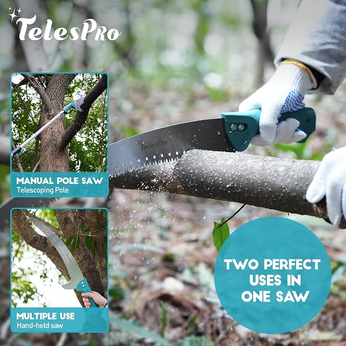 TelesPro Multi-Purpose Handheld Pruning Saw - 16-Inch Blade, Compatible with Standard US Acme Thread Poles (Pole Sold Separately), Ideal for Tree Trimming