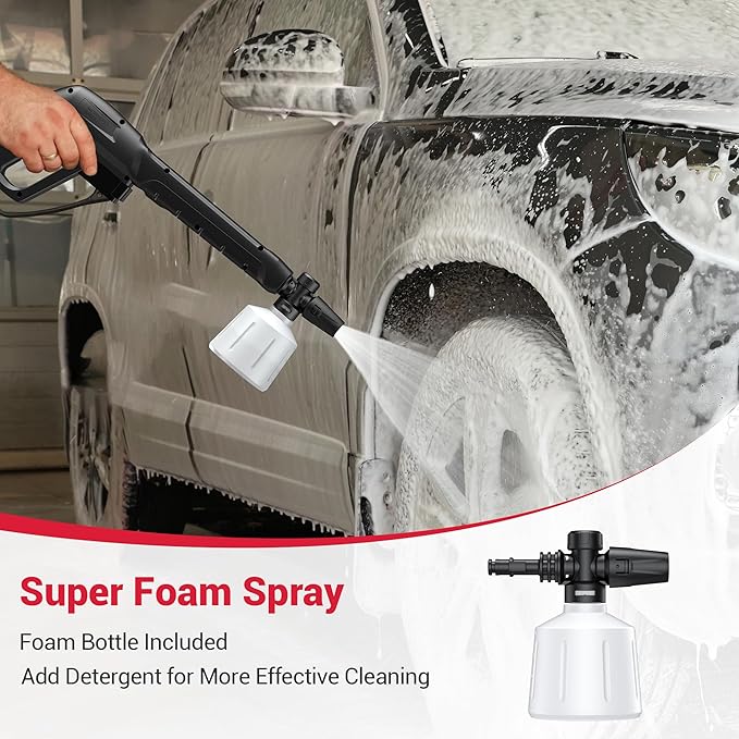 Electric Pressure Washer, 2.5 GPM Power Washer with 4 Quick Connect Nozzles & Foam Cannon, Portable High Pressure Washer Cleaning Machine for Cars Fences Driveways Patios