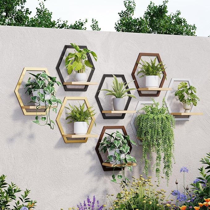 3 Packs Wall Plant Stand with Board (2 pack coffee)