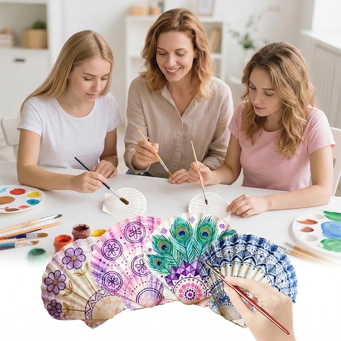 25PCS Large Scallop Shells for Crafts, 10PCS 4-5in & 15PCS 2-3in Natural Sea Shells for Painting, White Seashells Bulk for DIY Crafting, Decorating, Baking, Ocean Themed Party Supplies(2 Sizes Range)