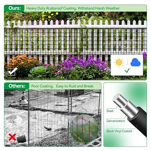 Welded Wire Fence, 100t(L) x 24inch(H) PVC Anti-Rust Coated Wire Mesh, 2 Inch x 3 Inch 16GA Garden Edging Border, Roll Metal Animal Barrier for Yard Vegetable Plant Protection Poultry Netting