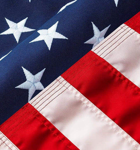 American Flags for Outside - 5x8 USA Flag With Embroidered Stars & Sewn Stripes – Heavy Duty UV Treated Polyester (Tougher Than Nylon), 70% More Fade Resistant