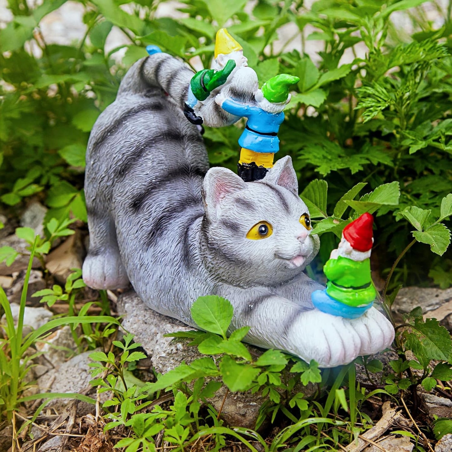Cat Gnomes Garden Statues,Cat Sculpture Decorations Outdoor Lawn & Yard Figurine,for Women Mother Kids,Cat Lover Gifts,Patio, Balcony, Yard, Lawn Ornament