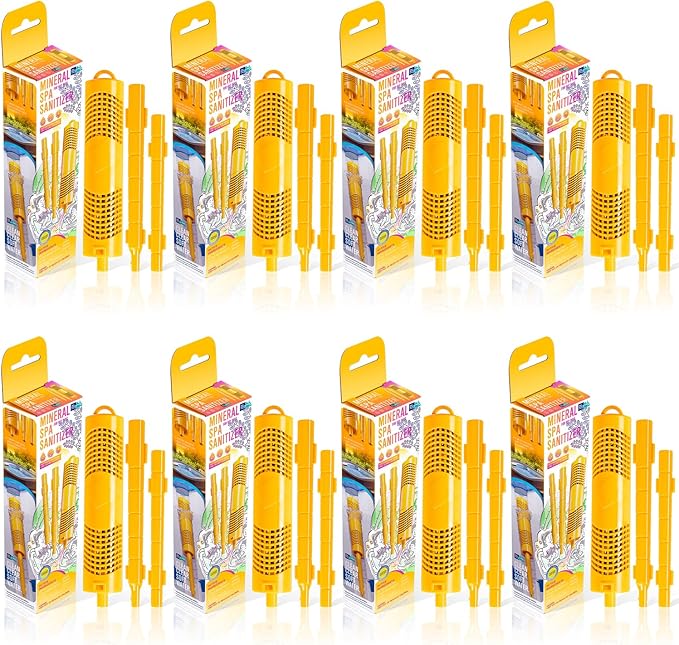 Replacement for Nature2 W20750 Spa Mineral Sticks Hot Tub in-Filter Cartridge Last for 4 Months Universal for Hot Tub Spa Swimming Pool All Spas Flow Rates Up to 1000 Gallons (Yellow 8-Pack)