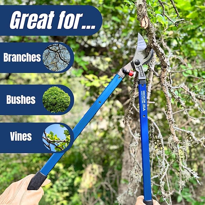 Hickok Heavy Duty Loppers for Tree Trimming – 28" Branch Cutter & Pruning Shears with Long Handle | Lightweight Aluminum Tree Trimmer | Professional-Grade Pruner Made in USA