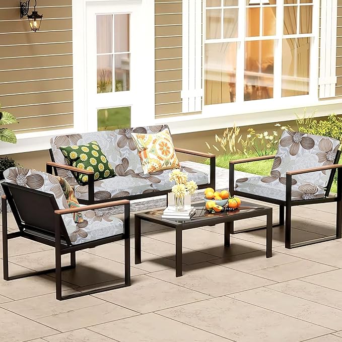 12Pcs Patio Cushion Covers,Outdoor Cushions Covers,Stretch Cushion Covers Replacement, Washable and Reusable Furniture Protectors(Evening Breeze)