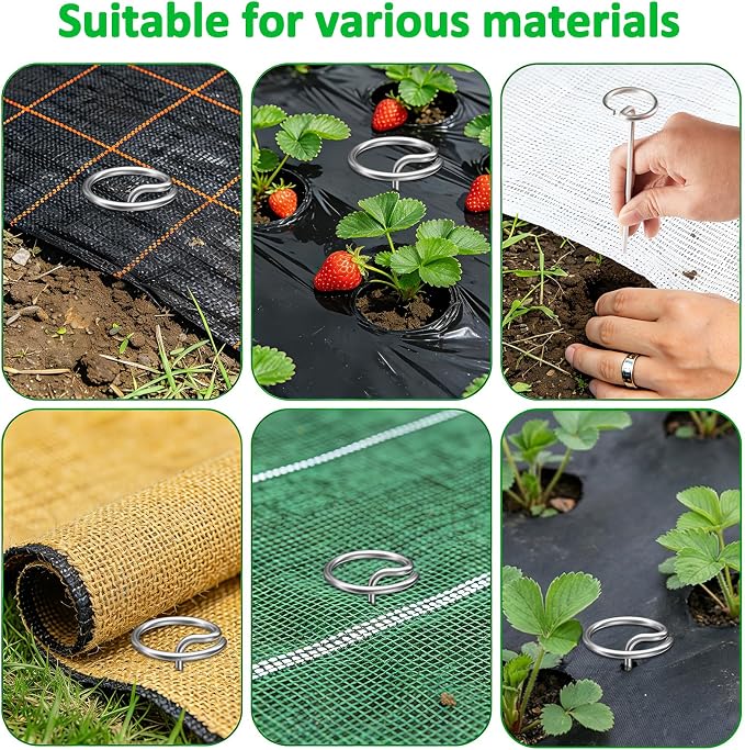 100 Pcs 6-Inch Heavy Duty Landscape Staples - Thickened G-Shaped Galvanized Steel Pins, Rust-Resistant for Weed Barrier Fabric, Erosion Control, Ground Cover & All Landscaping Projects