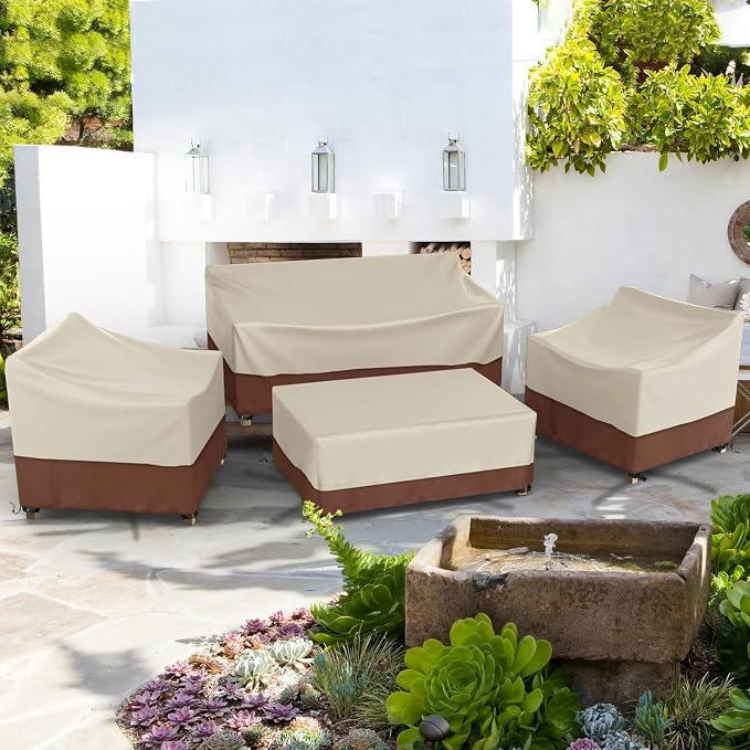 Gasadar Patio Furniture Cover Set, 4 Piece Outdoor Furniture Cover Waterproof, Lawn Patio Set Covers