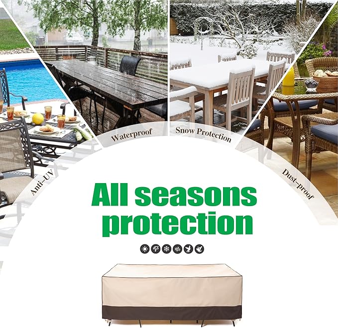F&J Outdoors Patio Furniture Cover, Waterproof UV Resistant for Table & Chairs Set, 90" Wx60 Dx27.5 H