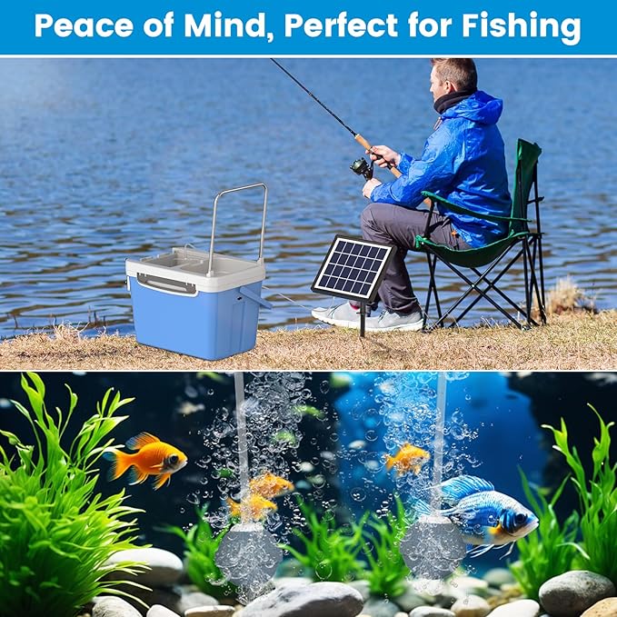 NFESOLAR 3W Solar Pond Aerator with 2200mAh Battery Backup, All-in-One Solar Air Pump, 24/7 Continuous Oxygenation, Quiet Operation, 3 Modes Bubbler, Portable for Small Ponds, Fish Tanks & Hydroponics